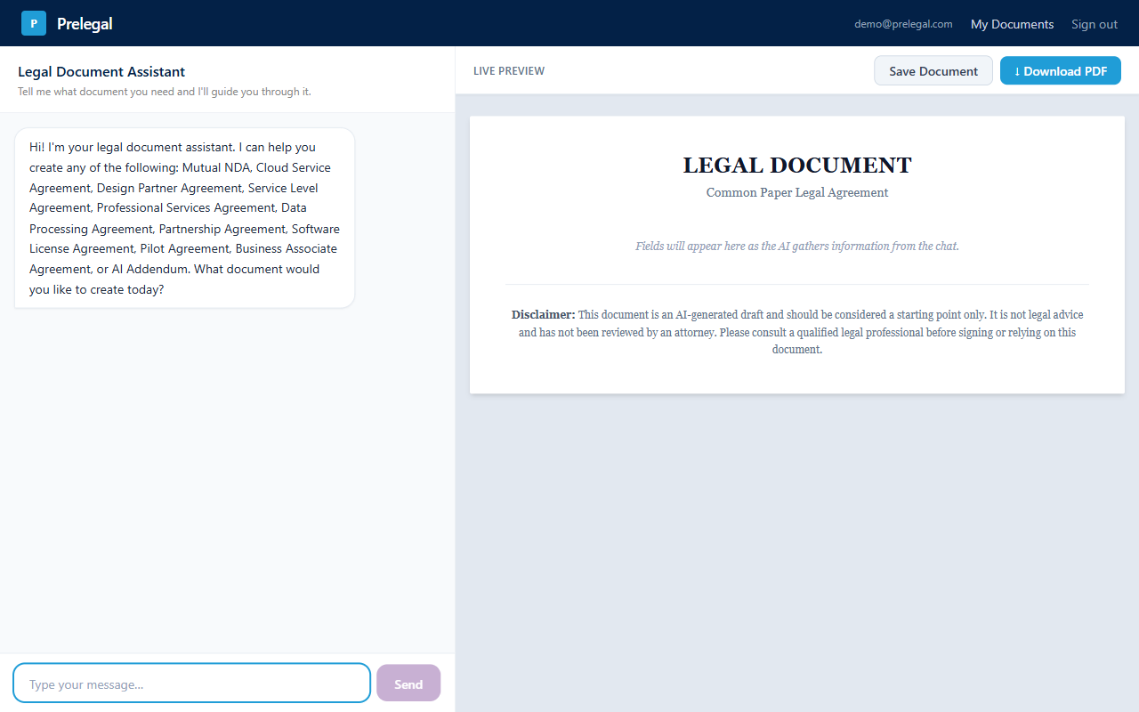 Prelegal app screenshot