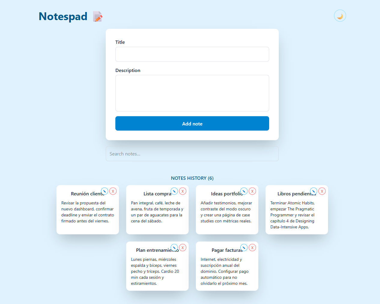 NotesPad app screenshot